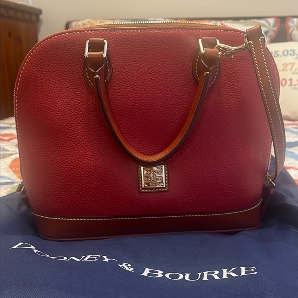 Dooney and Bourke Zip Zip Satchel red